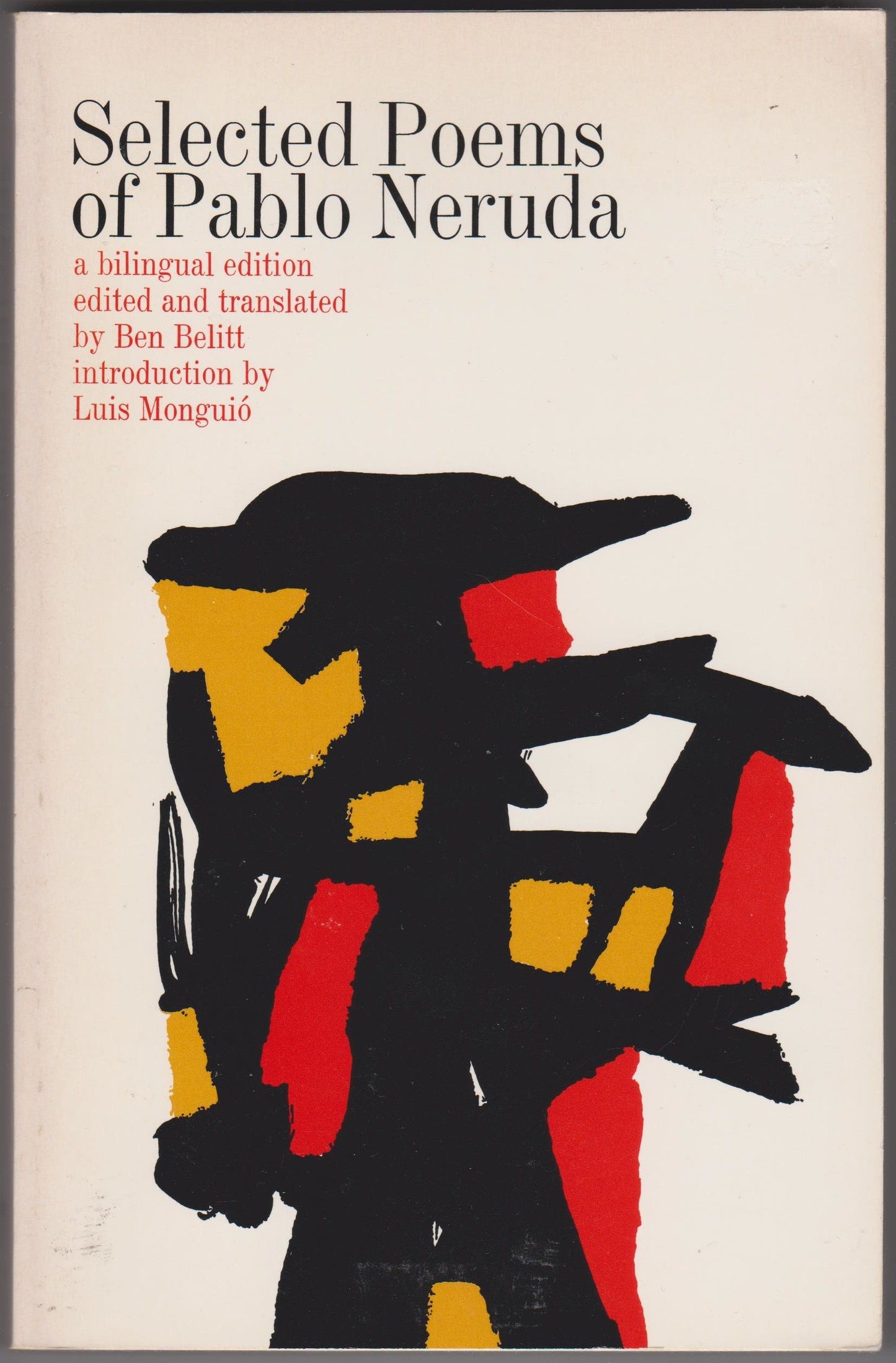 Book cover of 'Selected Poems of Pablo Neruda' with abstract design and text.