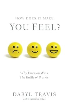 Book cover with three yellow smiley face emojis and text about emotions and brands.