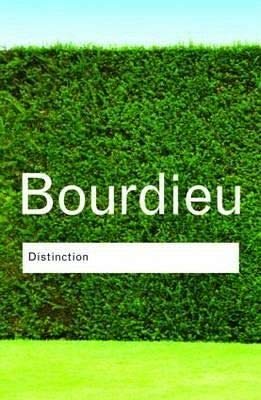 Book cover of 'Distinction' by Bourdieu with a green and blue gradient background
