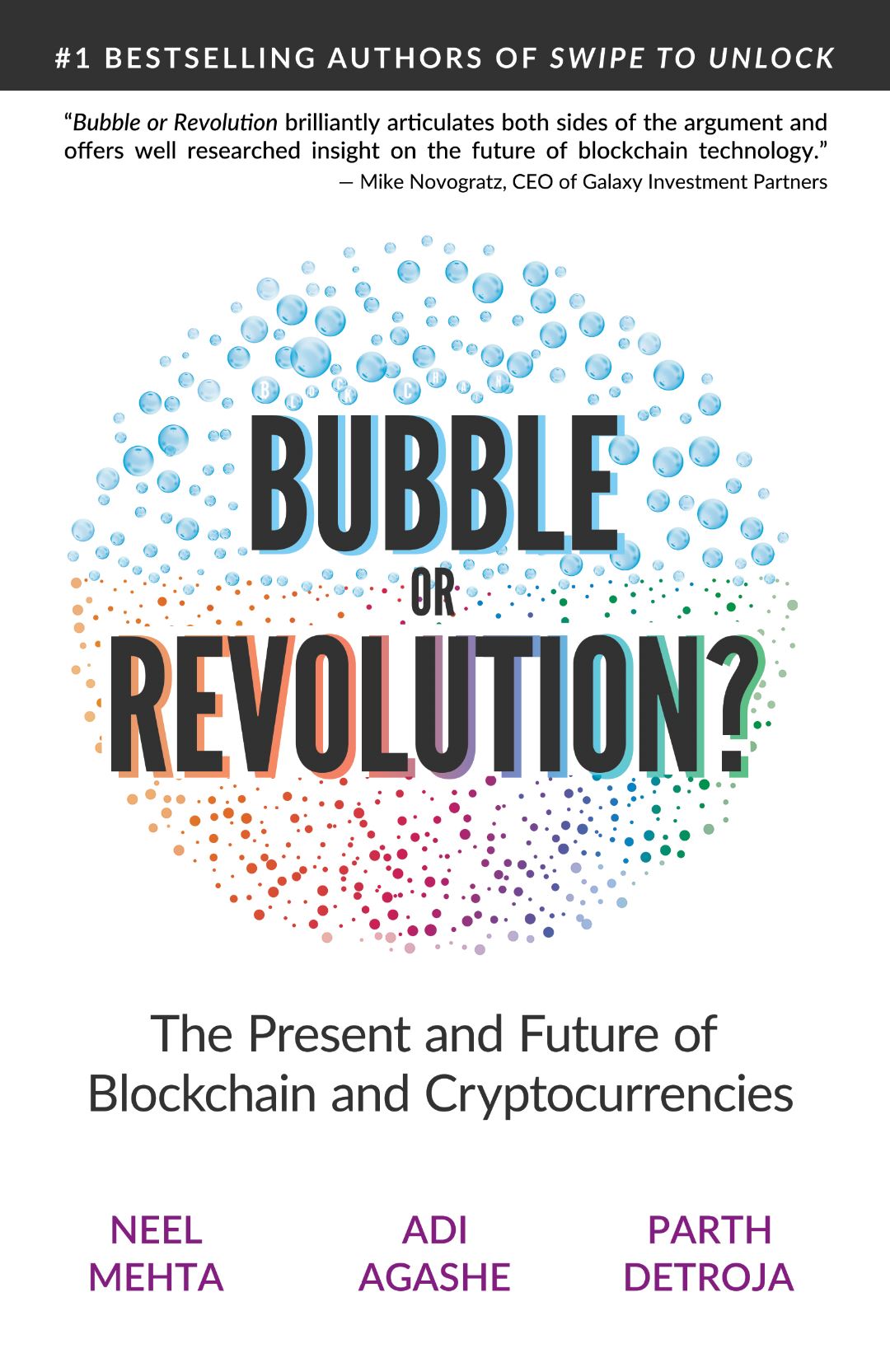 Book cover of 'Bubble or Revolution?' with colorful bubbles and text.