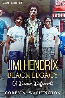 Book cover of 'Jimi Hendrix: Black Legacy' with a vintage photo of a group of people.