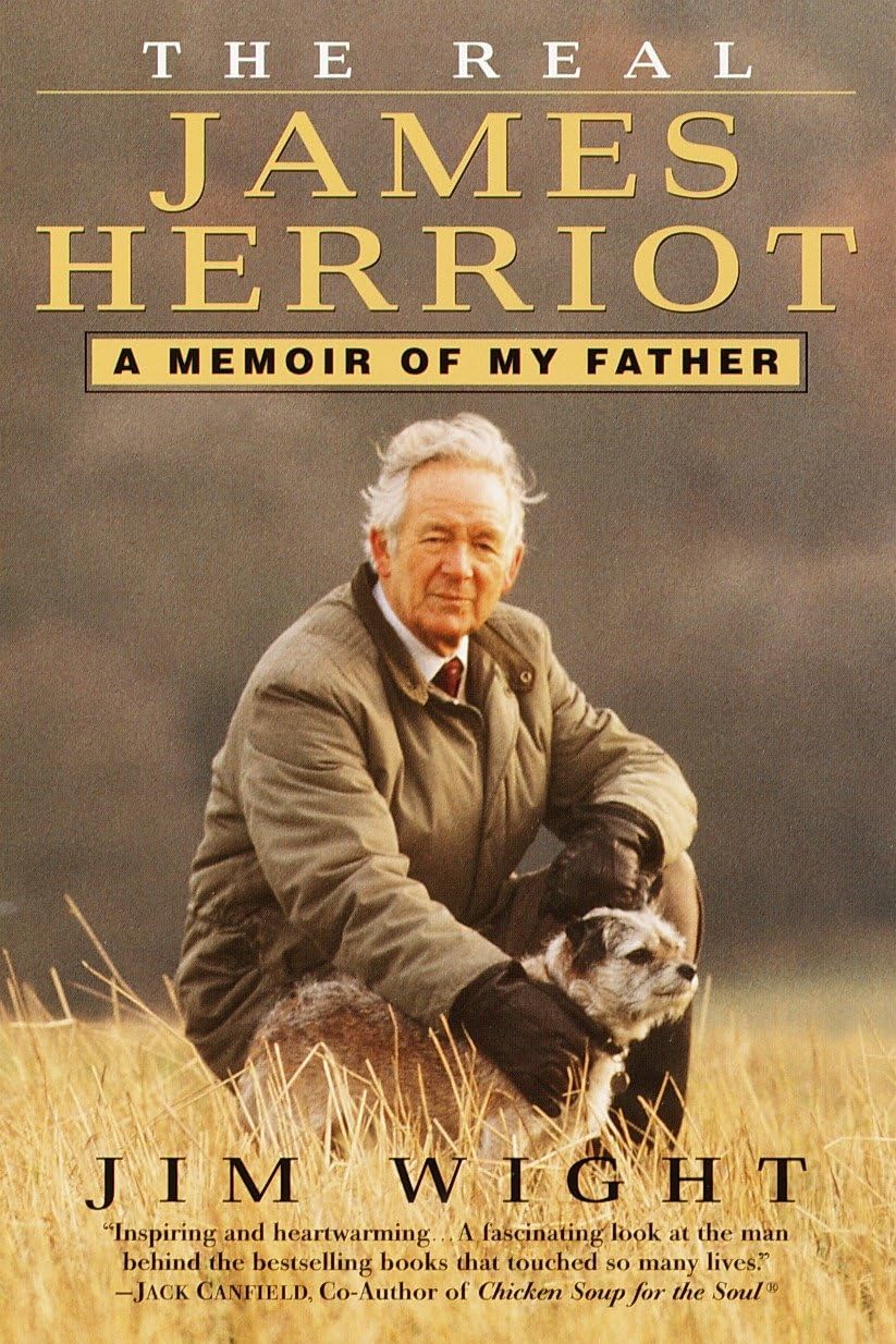 Book cover of 'The Real James Herriot' with a man and dog in a field