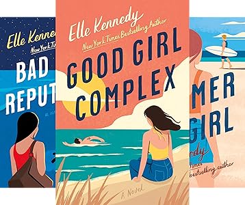 Three book covers of 'Bad Reput', 'Good Girl Complex', and 'Mer Girl' by Elle Kennedy on a white background.