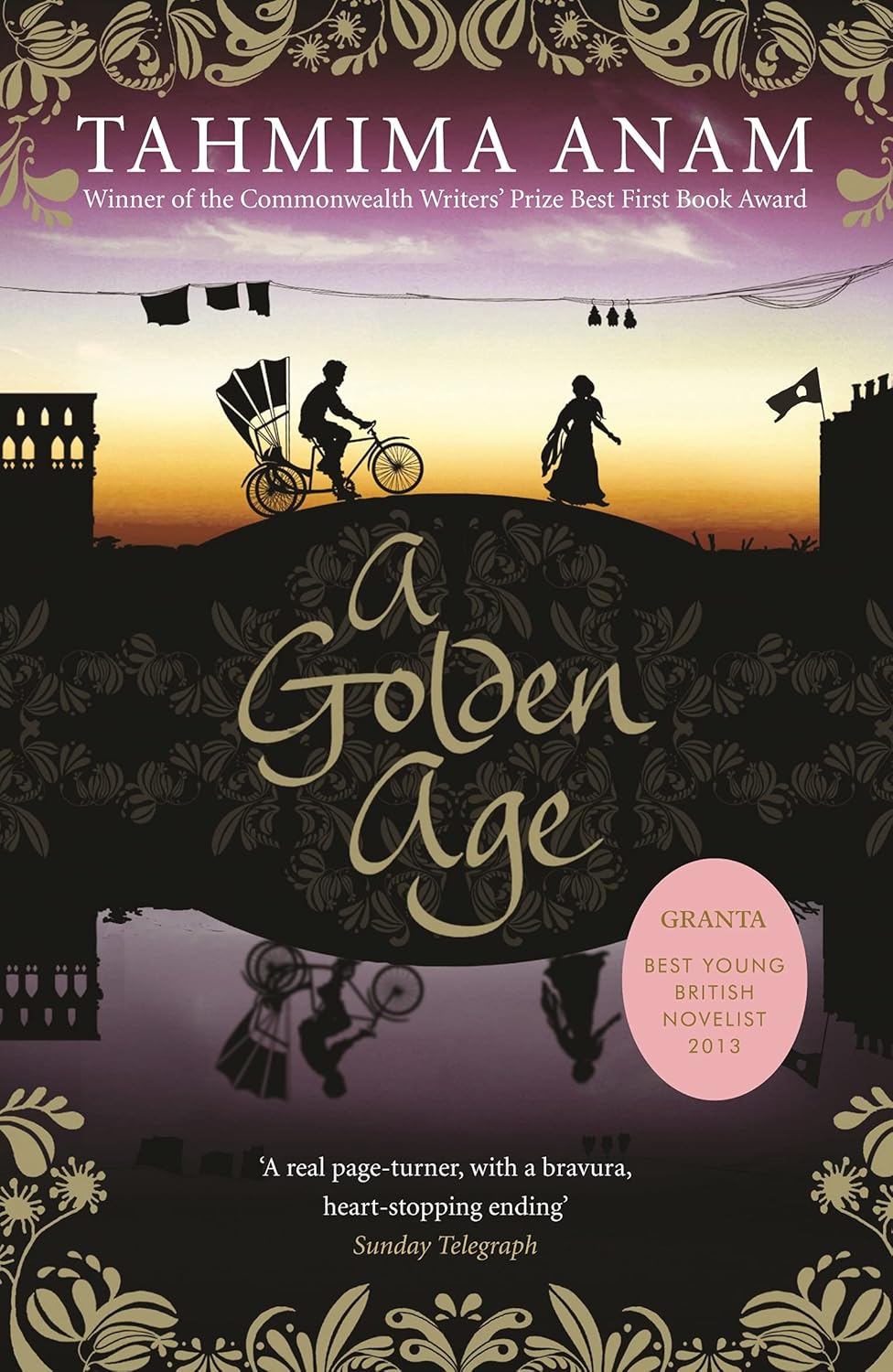 Book cover of 'A Golden Age' by Tahmima Anam with silhouette design and decorative elements.