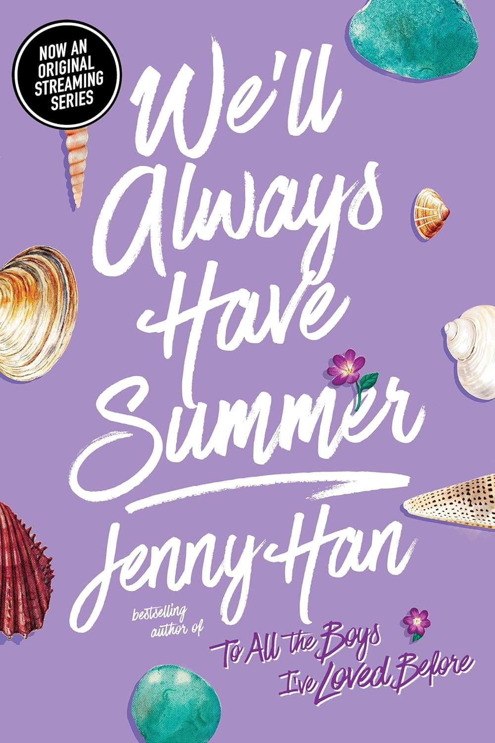 Book cover of 'We'll Always Have Summer' by Jenny Han with seashell illustrations on a purple background.