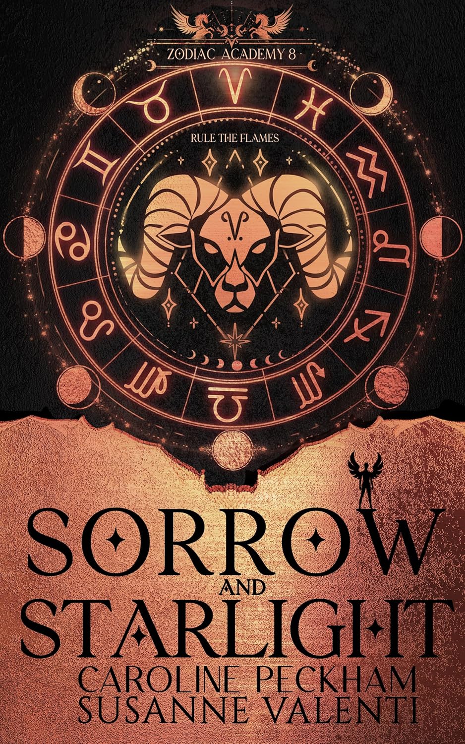 Book cover of 'Sorrow and Starlight' with zodiac design and text.