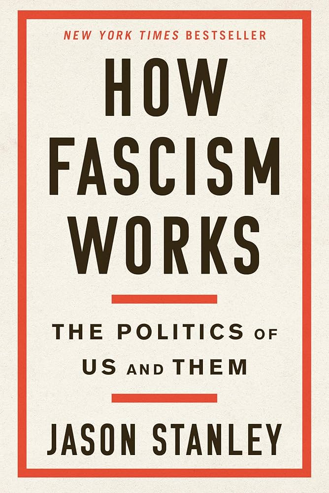 Book cover of 'How Fascism Works' by Jason Stanley with a red border.