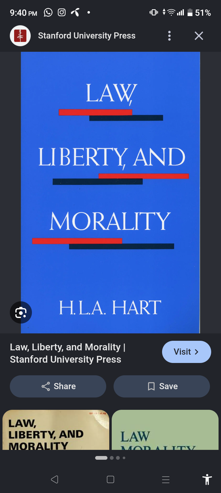 The Law Of Liberty And Morality Book by H L A Hart
