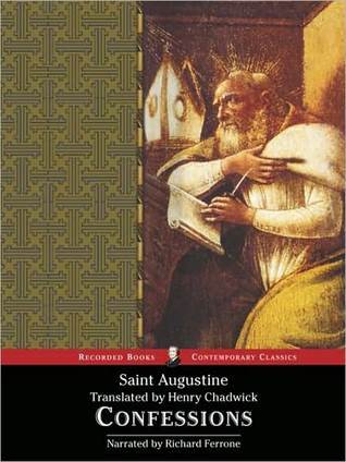 Book cover of 'Confessions' by Saint Augustine with a decorative pattern on the left side.