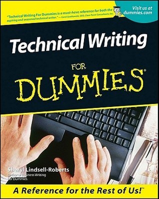 Book cover of 'Technical Writing For Dummies' with a keyboard and hands on a desk.