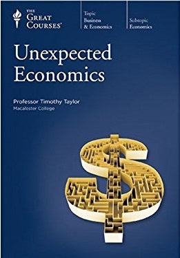 Book cover of 'Unexpected Economics' by The Great Courses with a dollar sign design on a blue background.