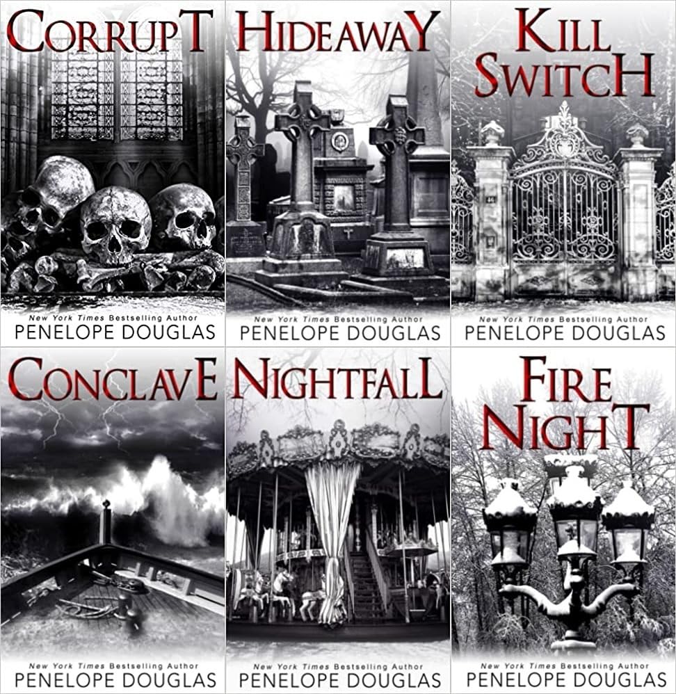 Collection of book covers by Penelope Douglas featuring dark and eerie themes.