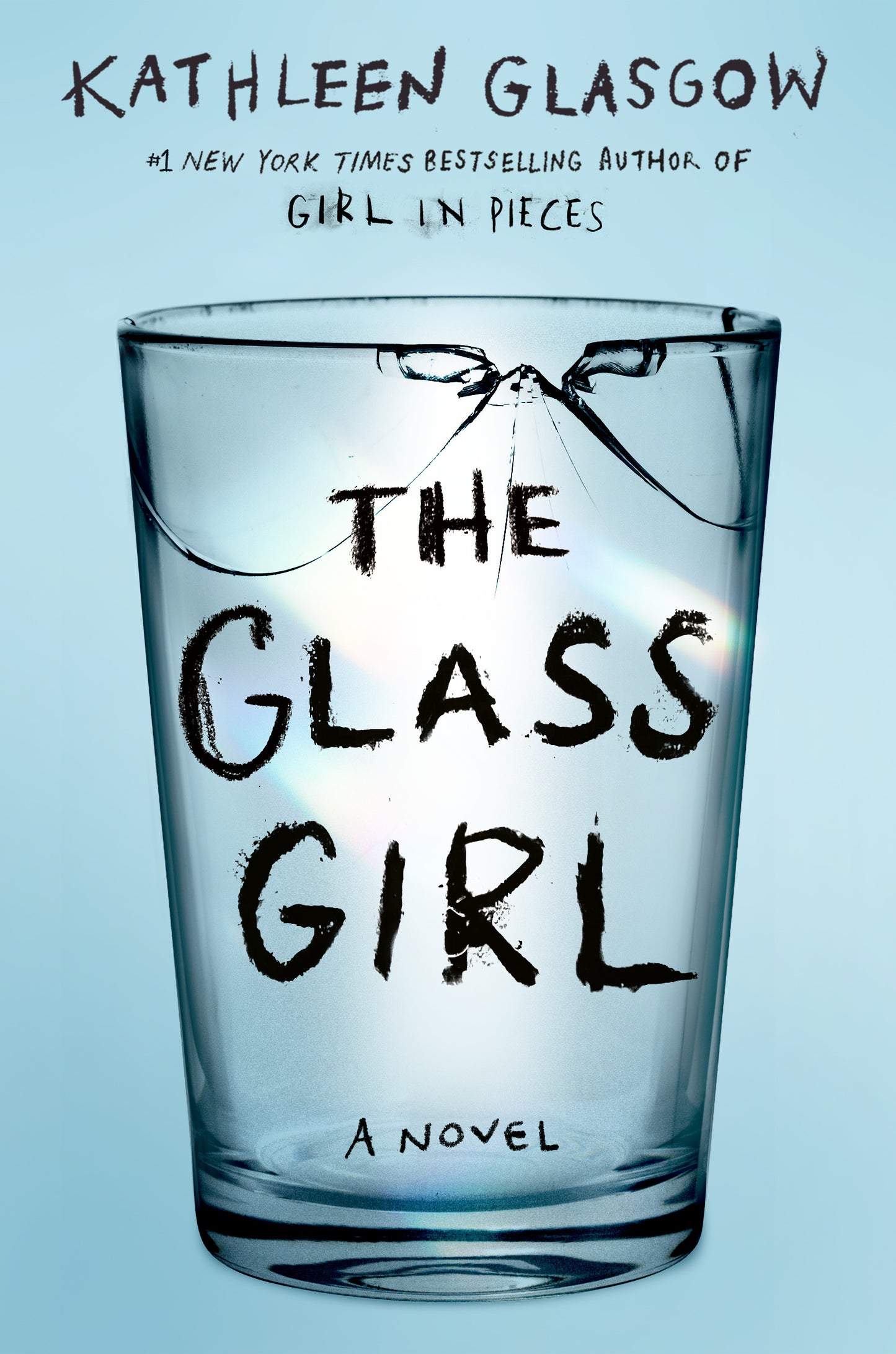 Book cover of 'The Glass Girl' by Kathleen Glasgow featuring a broken glass cup.