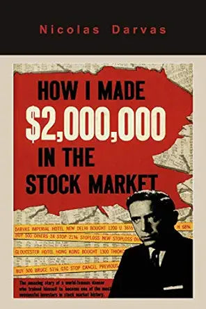 Book cover of 'How I Made $2,000,000 in the Stock Market' by Nicolas Darvas with a red background and black and white photo.