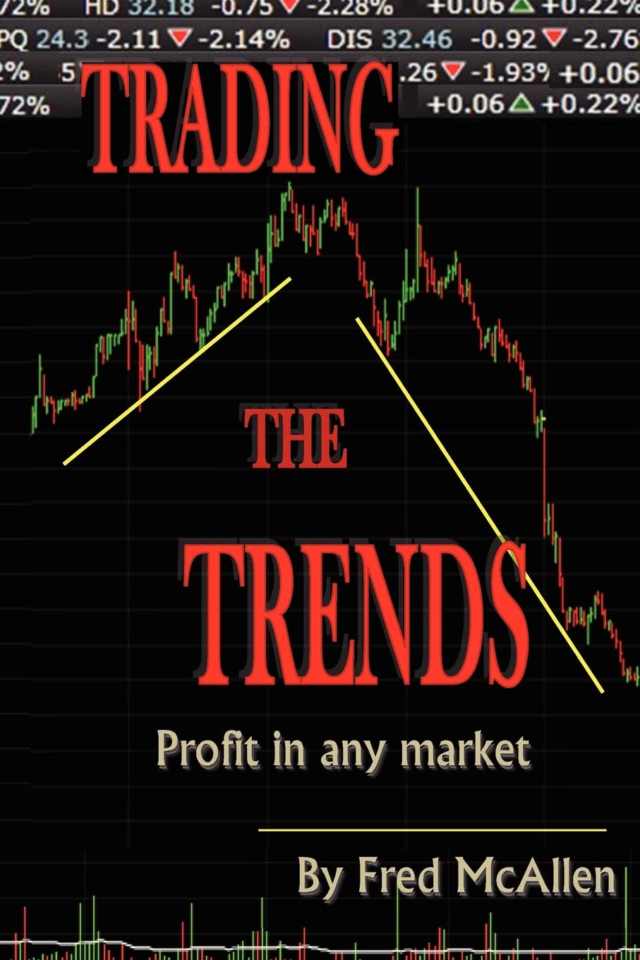 Book cover of 'Trading the Trends' by Fred McAllen with stock market graph 