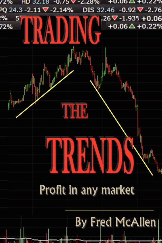 Book cover of 'Trading the Trends' by Fred McAllen with stock market graph 