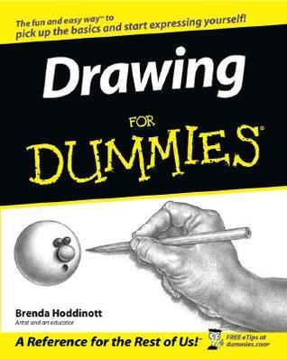 Book cover of 'Drawing For Dummies' with a hand holding a pencil and a black background.
