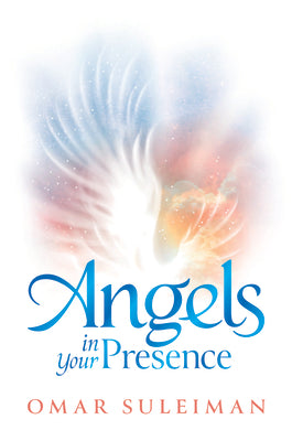 Book cover of 'Angels in Your Presence' with colorful wings and author's name.