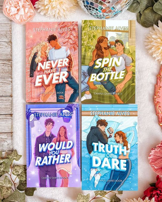 Four books by Stephanie Alves on a decorative surface 