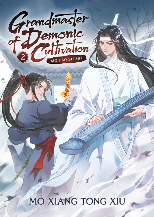 Book cover of 'Grandmaster of Demonic Cultivation' with two characters in a snowy landscape.