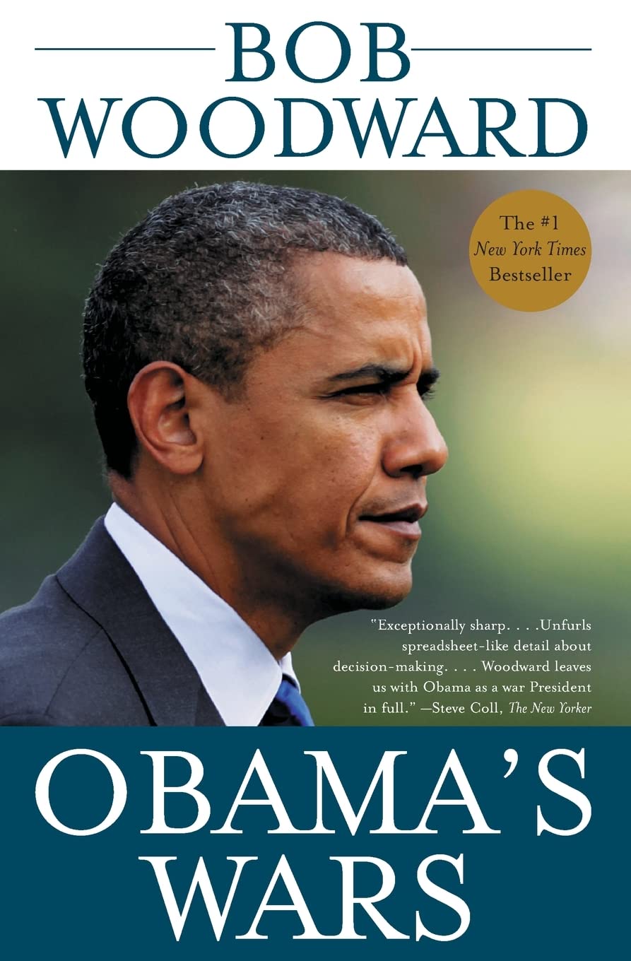 Book cover of 'Obama's Wars' by Bob Woodward featuring a portrait of Barack Obama.