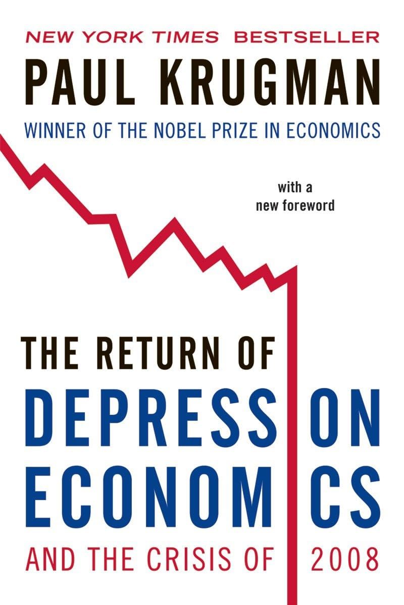 Book cover of 'The Return of Depression Economics and the Crisis of 2008' by Paul Krugman with a red line graph on a white background.