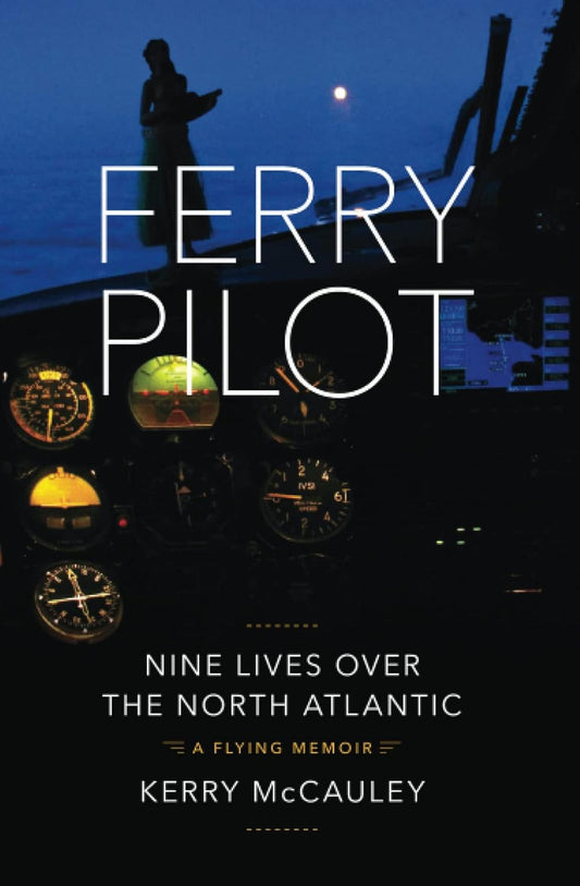 Book cover of 'Ferry Pilot' with a silhouette of a person on a ship and navigation instruments.