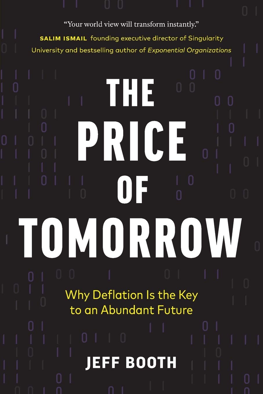 Book cover of 'The Price of Tomorrow' with text and binary code pattern