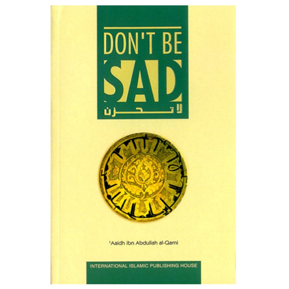 Book cover with 'Don't Be Sad' text and a gold emblem on a yellow background