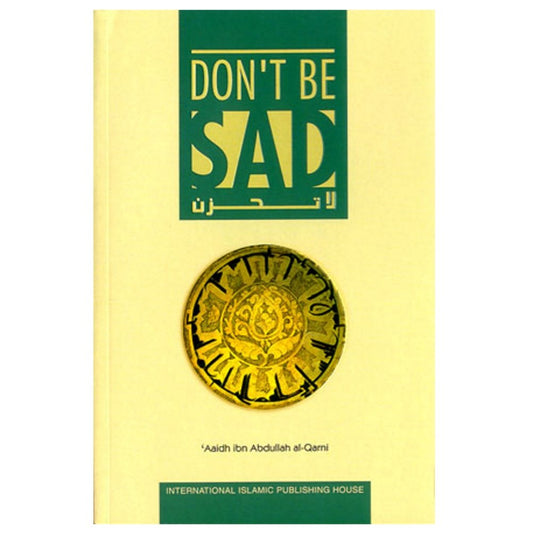 Book cover with 'Don't Be Sad' text and a gold emblem on a yellow background