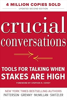 Book cover of 'Crucial Conversations' with a red background and white text.