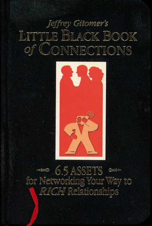 Book cover of 'Little Black Book of Connections' by Jeffrey Gitomer with a red and gold design on a black background.