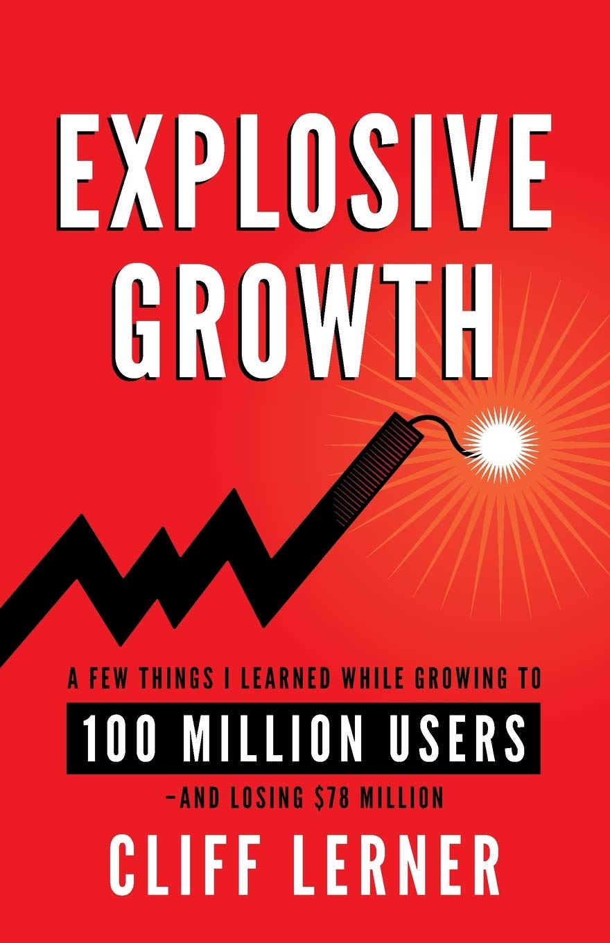 Book cover of 'Explosive Growth' by Cliff Lerner with a red background and black and white text.
