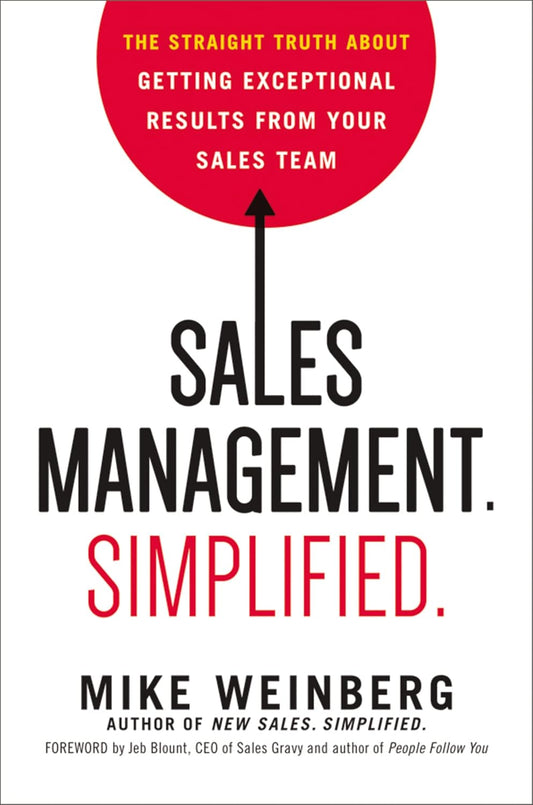 Book cover of 'Sales Management Simplified' by Mike Weinberg with a red circle and white background.