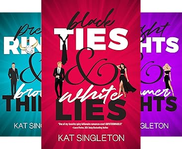 Three book covers of 'Black Ties & White Lies' series by Kat Singleton.