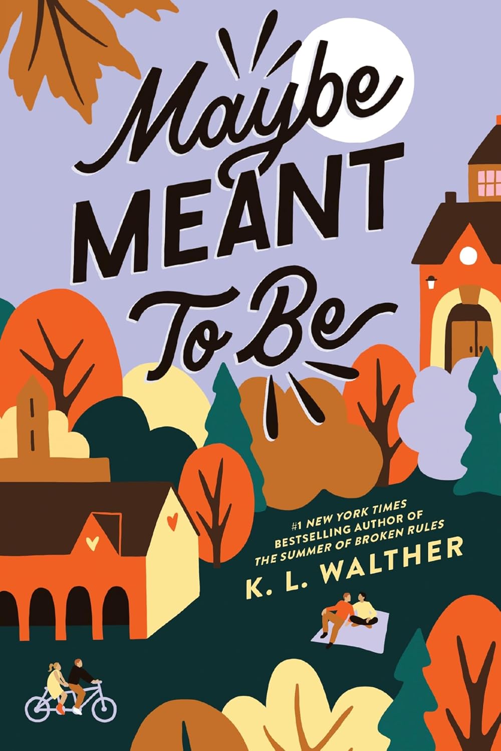 Book cover of 'Maybe Meant To Be' with autumn-themed design and K. L. Walther's name.