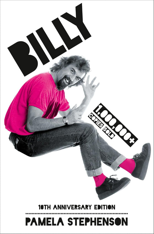 Book cover of 'Billy' by Pamela Stephenson with a person in a pink shirt and jeans sitting on the floor.