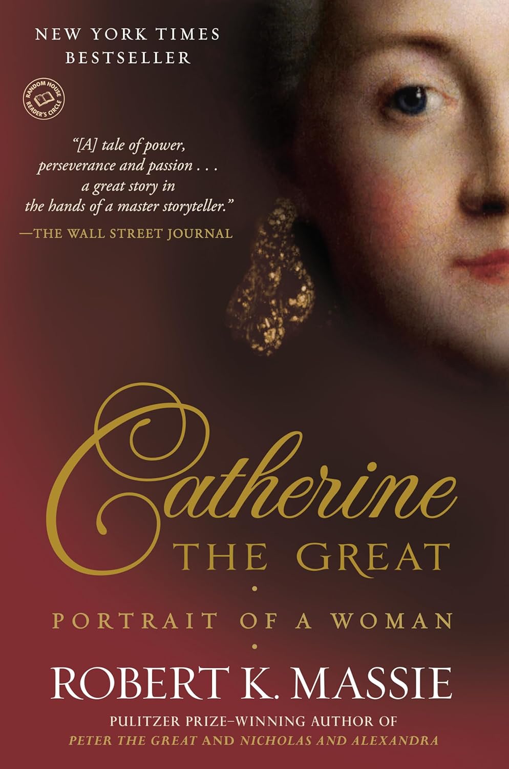 Book cover of 'Catherine the Great: Portrait of a Woman' by Robert K. Massie with a portrait of a woman on a dark background.