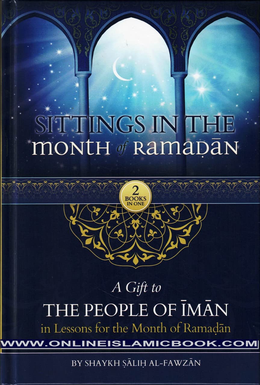 Book cover of 'Settings in the Month of Ramadan' with decorative arches and crescent moon.