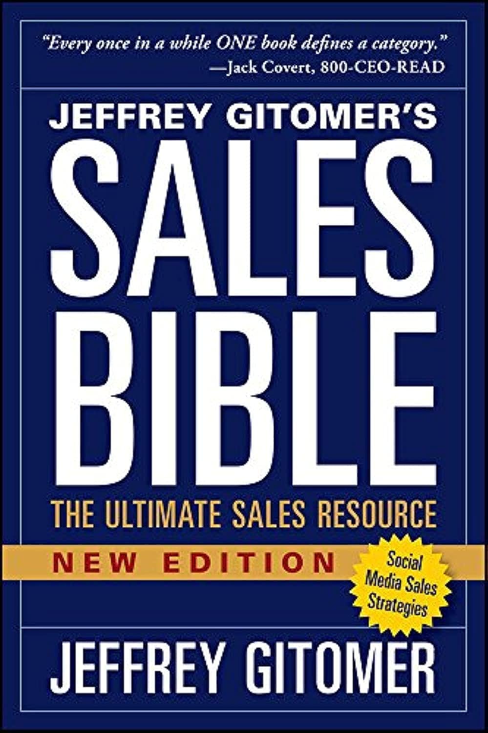 Book cover of 'Sales Bible' by Jeffrey Gitomer with a blue background and white text.