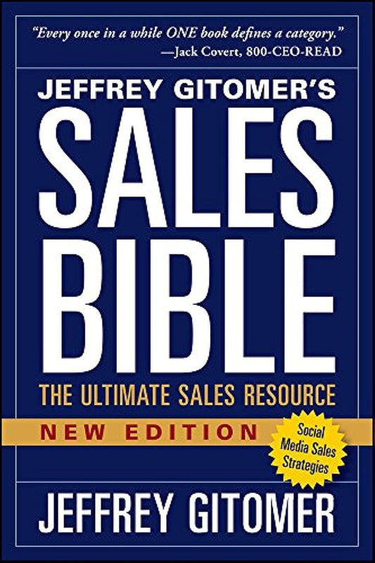 Book cover of 'Sales Bible' by Jeffrey Gitomer with a blue background and white text.