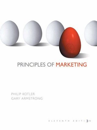 Book cover of 'Principles of Marketing' with white and red eggs on a white background