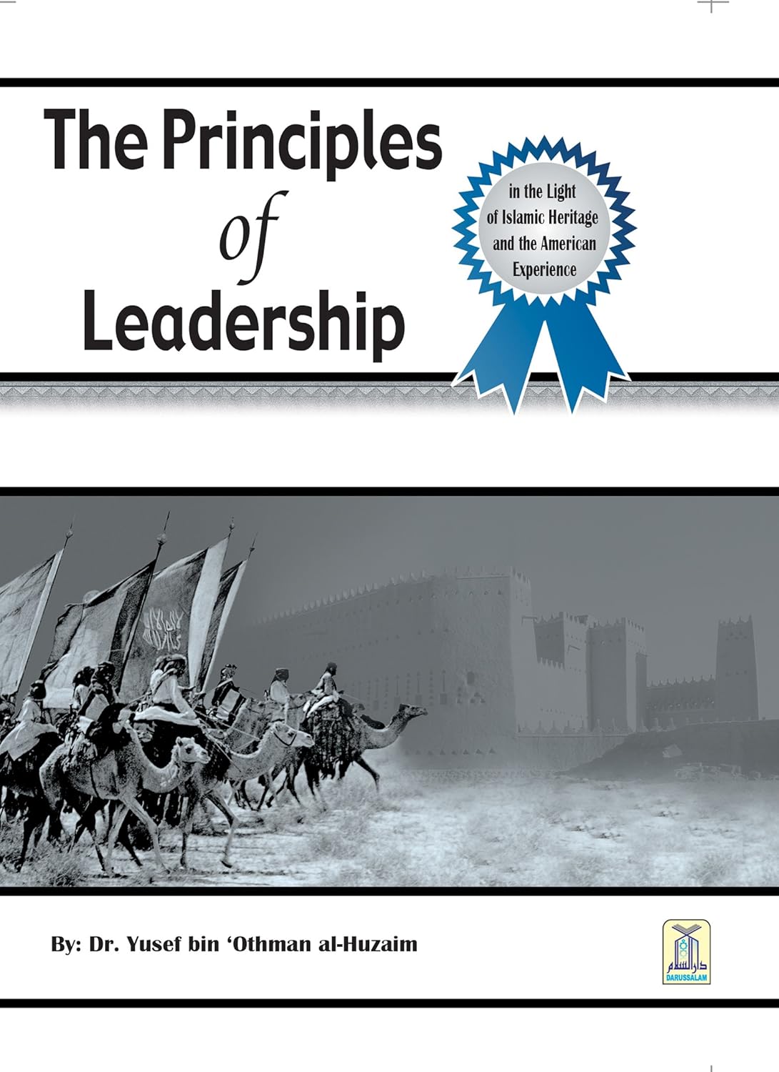 Book cover of 'The Principles of Leadership' with a historical scene and blue badge.