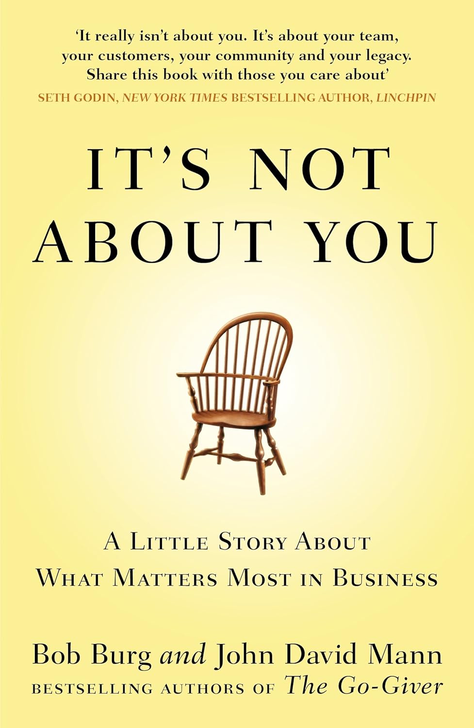 Book cover of 'It's Not About You' with a chair illustration on a yellow background