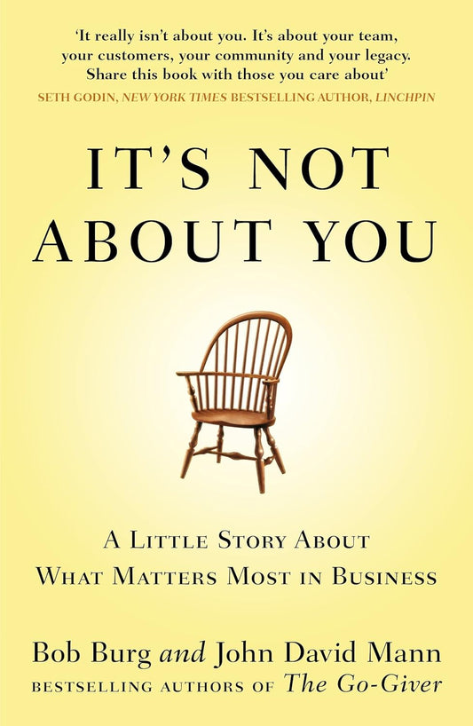 Book cover of 'It's Not About You' with a chair illustration on a yellow background