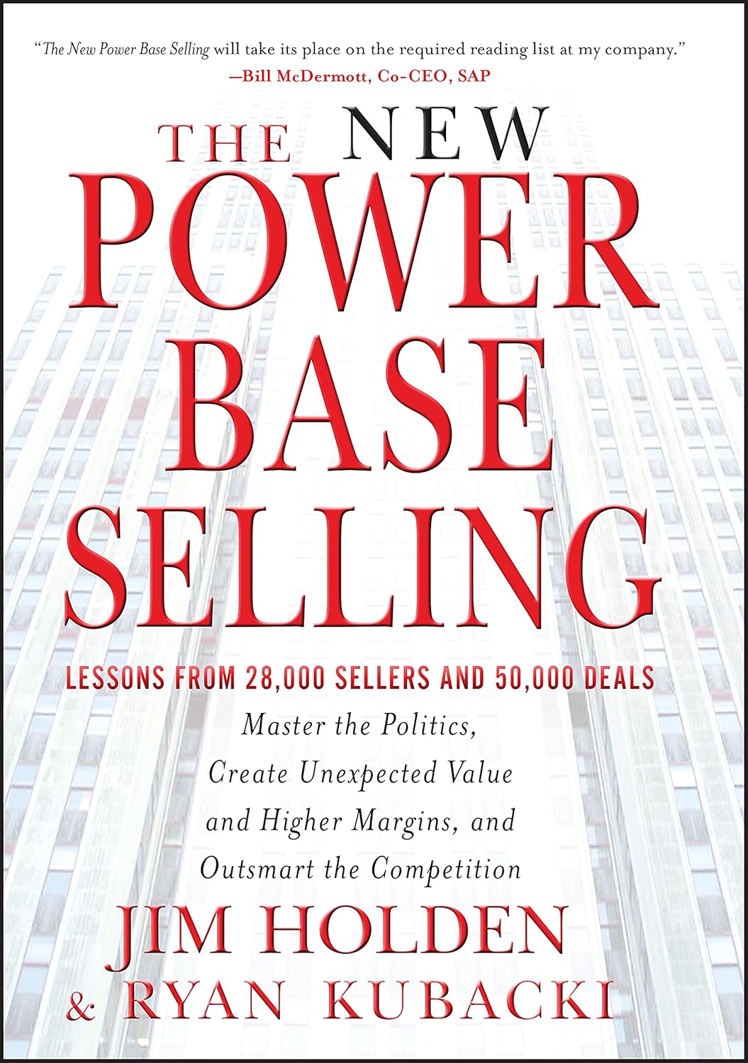 Book cover of 'The New Power Base Selling' with red text and a blurred background.
