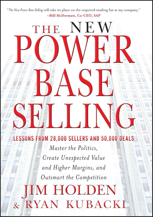 Book cover of 'The New Power Base Selling' with red text and a blurred background.