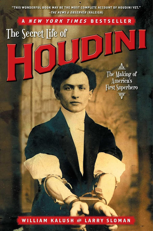 Book cover of 'The Secret Life of Houdini' with a vintage photo of a man in a suit.