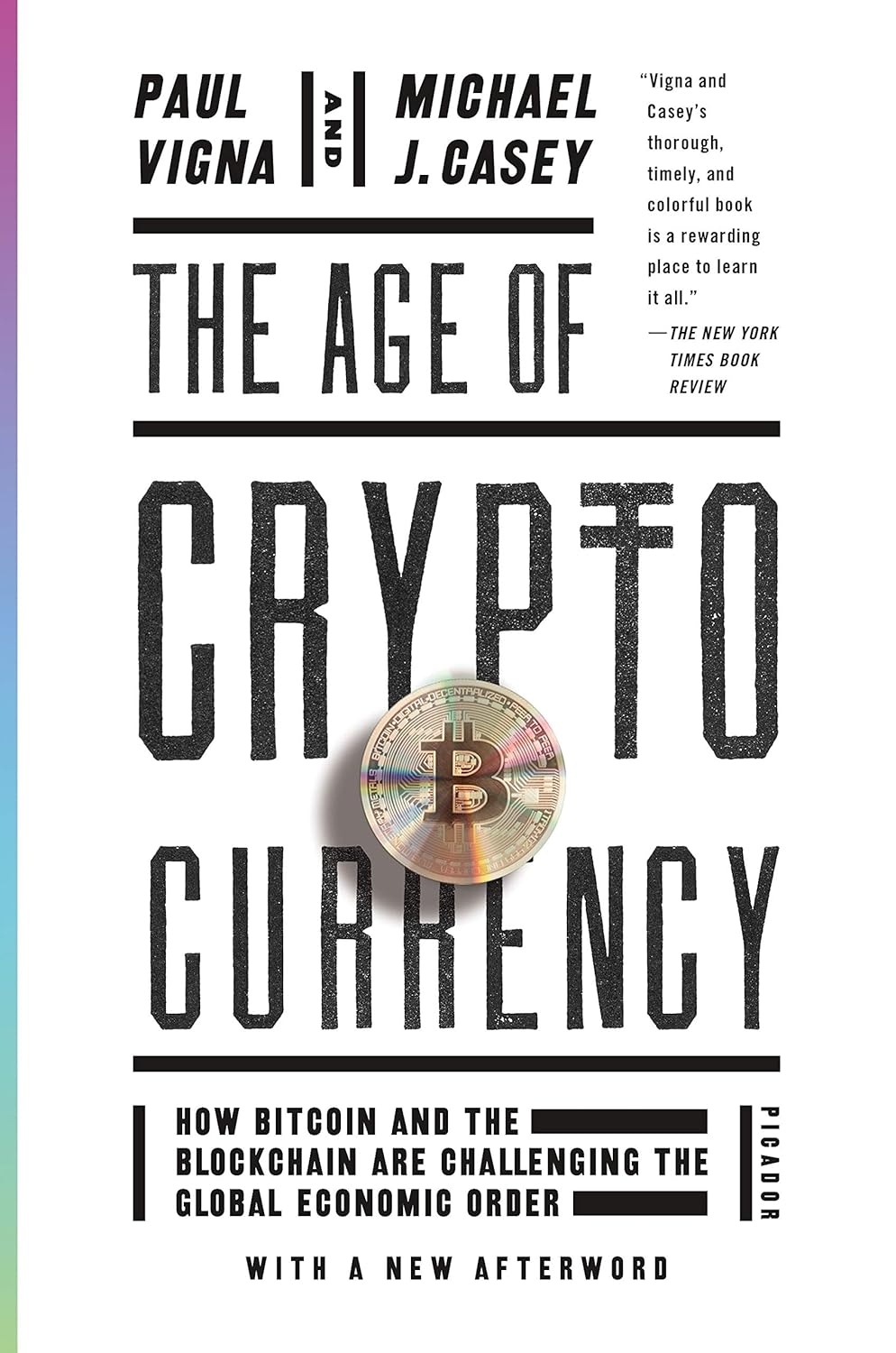 Book cover of 'The Age of Cryptocurrency' with a Bitcoin symbol on a white background