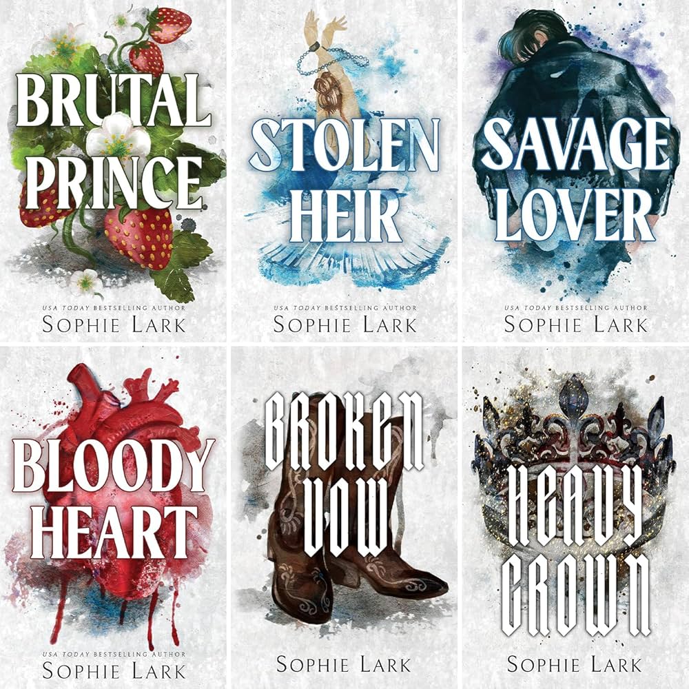 Collection of book covers by Sophie Lark featuring various titles and artistic designs.